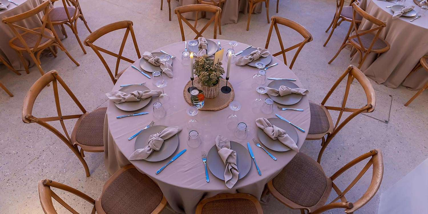 Close up of professional table setting for a business event at Ace Hotel Athens by Rogdaki Events Design.