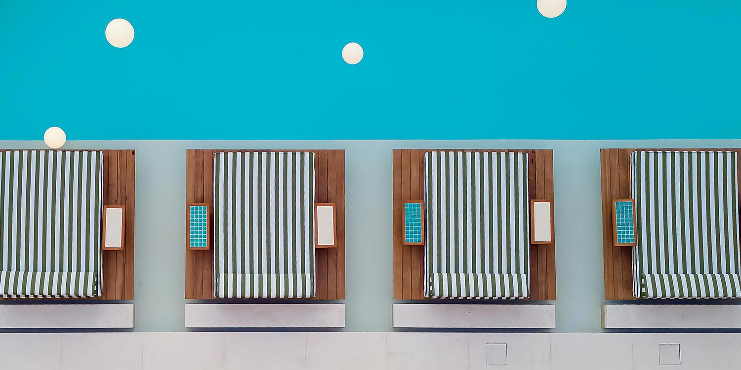 Mid century modern aesthetic at the Ace Hotel Athens Swim Club, curated by Rogdaki Events Design.