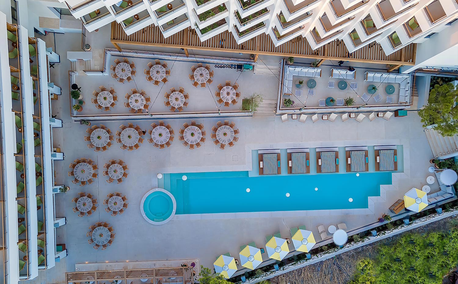 Panoramic view of a corporate event at Ace Hotel Athens with event styling by Rogdaki Events Design in Glyfada