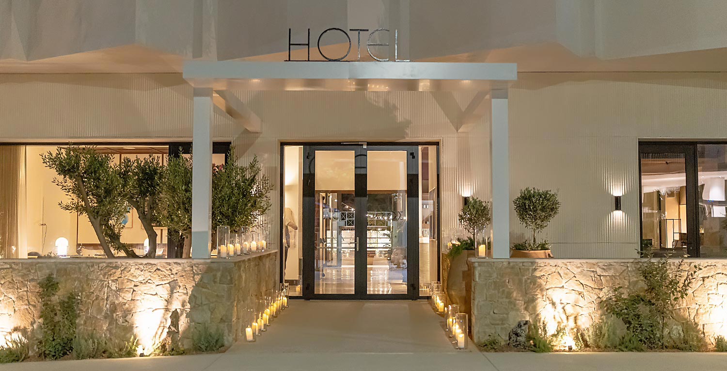 The impressive entrance of Ace Hotel Athens during a corporate event curated by Rogdaki Events Design in Glyfada.