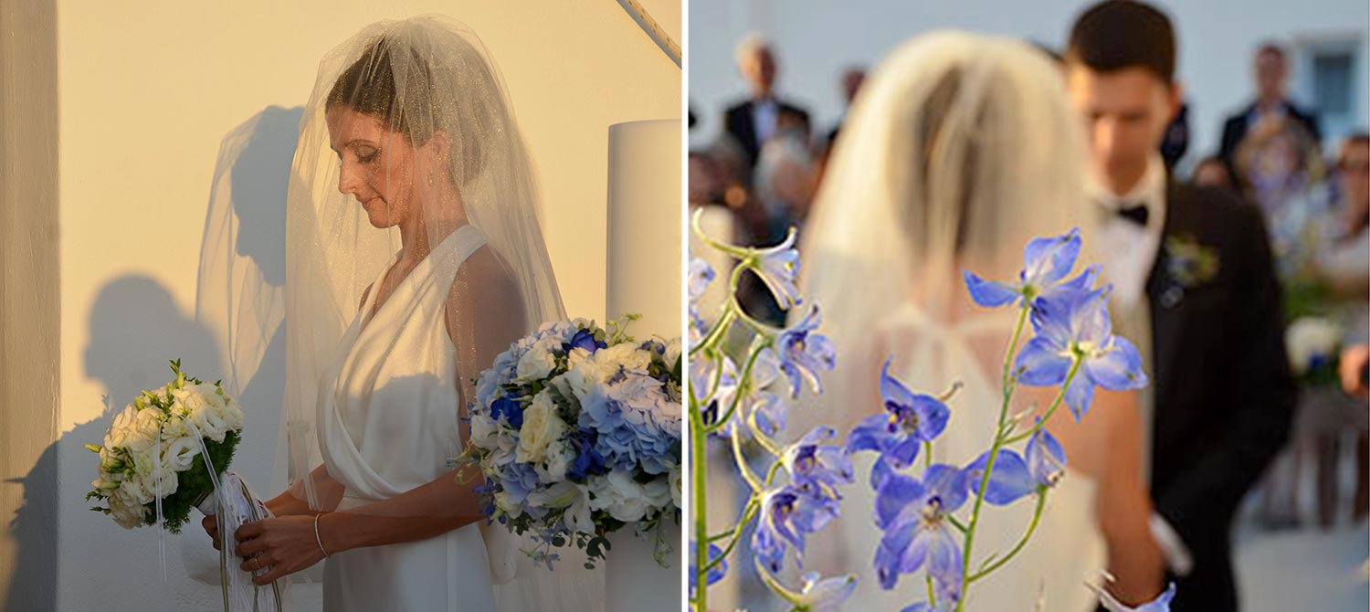 Mykonos | Japanese-Romanian Destination Wedding 21 A stunning bride at a Japanese Romanian wedding in Mykonos' Saint John resort, organized by Rogdaki Events