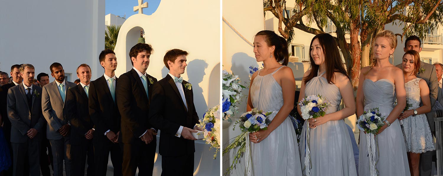 Mykonos | Japanese-Romanian Destination Wedding 16 Elegant ceremony details and bridesmaid styling by Rogdaki Events at Saint John Mykonos.