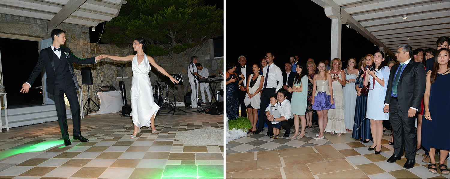 Mykonos | Japanese-Romanian Destination Wedding 31 Mike & Maria's magical first dance in Mykonos, beautifully orchestrated by Rogdaki Events.